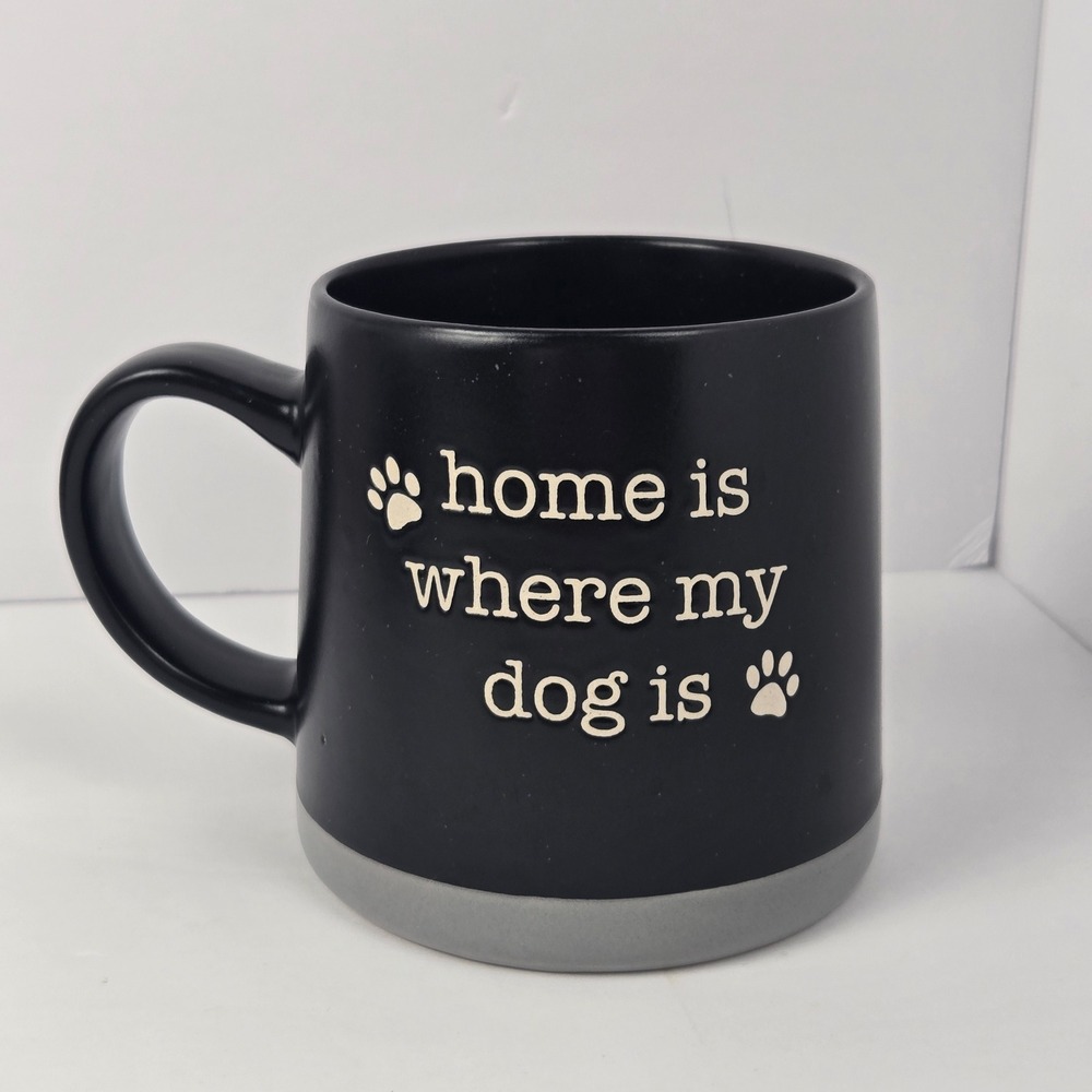 United Paper & Craft Home Is Where My Dog Is Matte Black Ceramic Coffee Mug 16oz